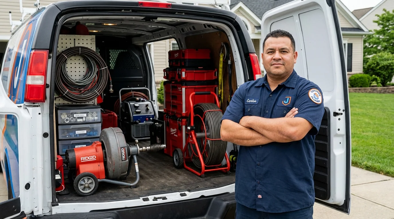Professional drain cleaning equipment and Johns Plumbing LLC plumber in Empire