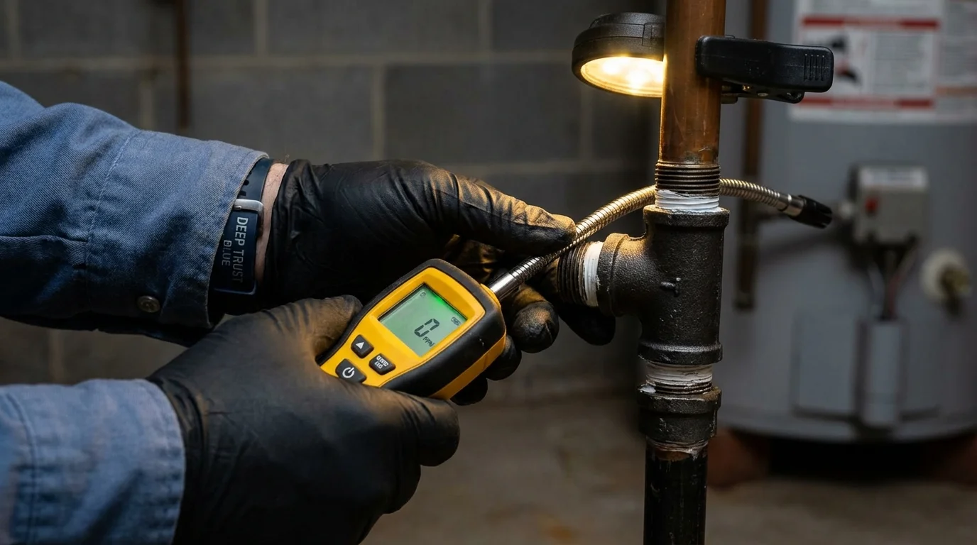 Gas leak detection with electronic sniffer by Johns Plumbing LLC in Empire