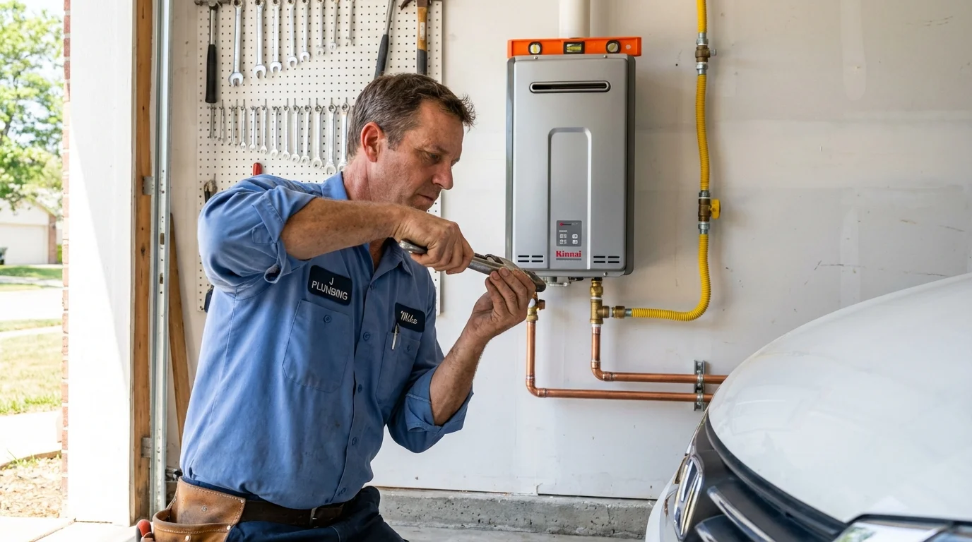 Tankless water heater installation by a Johns Plumbing LLC plumber in Empire